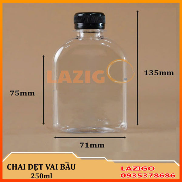 Chai lọ nhựa PET 250ml hình dẹt vai bầu