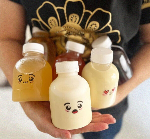 chai lo nhua pet tron tra sua